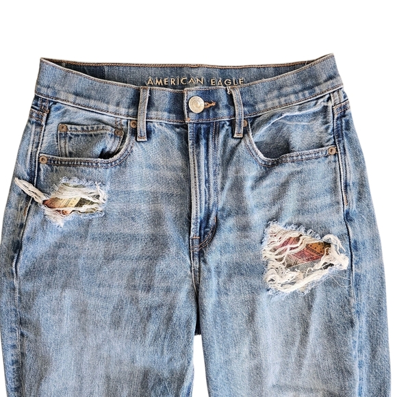 American Eagle Outfitters 90s Boyfriend Comfort Strerch Waistband Distress Jeans - Picture 5 of 8